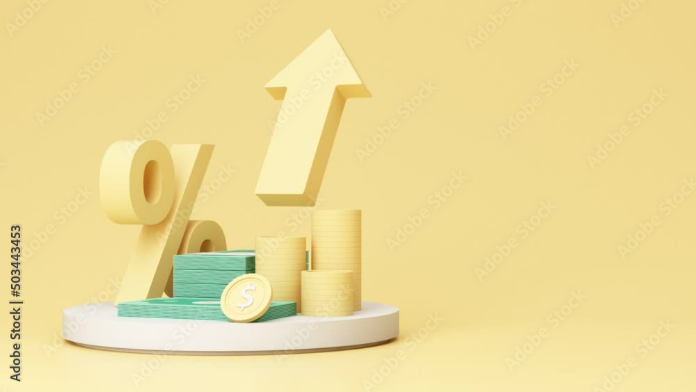 Poster big percent symbol higher interest rates on deposits and digital money in the concept of financial s
