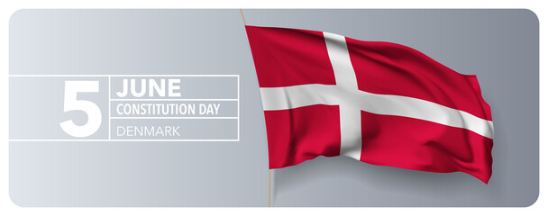 Denmark happy constitution day greeting card, banner vector illustration