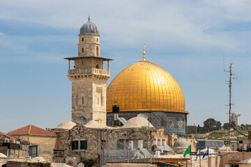 The Dome of the Rock on the Temple Mount in the Old City of Jerusalem. Qubbat As-Sakhra