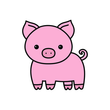 Cute pig vector doodle illustration