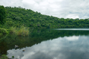 Obraz premium Scenic view of Crater Lake Itamba, a crater lake in Mbeya, Tanzania