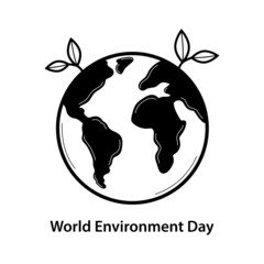 World Environment Day. Modern minimalist style. Hand drawn doodle style. Vector illustration.
