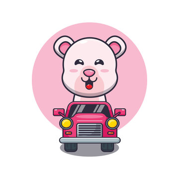 Cute Polar Bear Mascot Cartoon Character Ride On Car