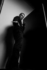 Black and white man model shots on white background