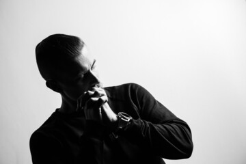Black and white man model shots on white background