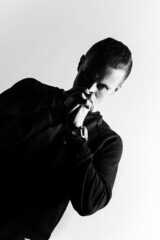 Black and white man model shots on white background