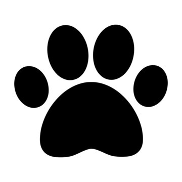 Dog paw print icon. Vector dog animal silhouette track.