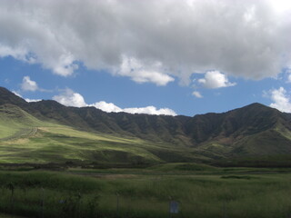 Driving around the Makaha Valley of Oahu island, Hawaiian state.  Year 2011 
