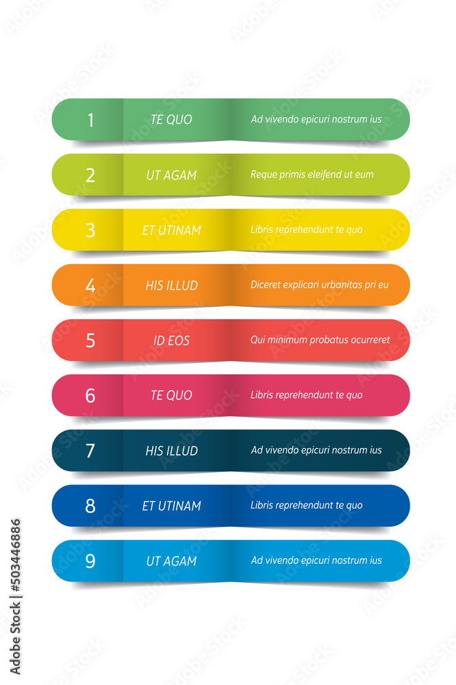 Poster table, schedule design template with 9 row. vector banner.