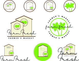 Organic and natural food, botanical and organic product, botanical logos, icon, badges and stickers collection for food and drink market e-business.
