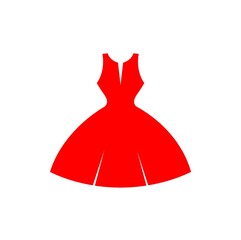 Red Dress women clothes color icon isolated on white