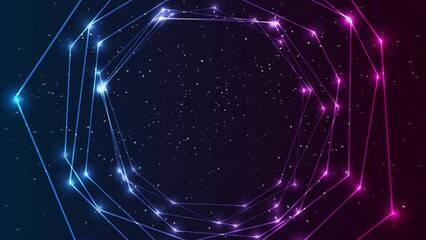Blue purple neon circular connection lines tech abstract motion background. Seamless looping. Video animation Ultra HD 4K 3840x2160