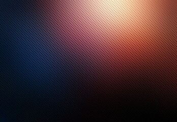 Red sheen on dark blue background covered small dots pattern. Colored metallic polished texture.