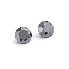 Black Diamonds. Natural Black Diamonds on White Background. 