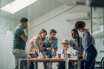 Multiracial business team on a meeting in a modern bright office