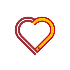unity concept. heart ribbon icon of latvia and spain flags. vector illustration isolated on white background