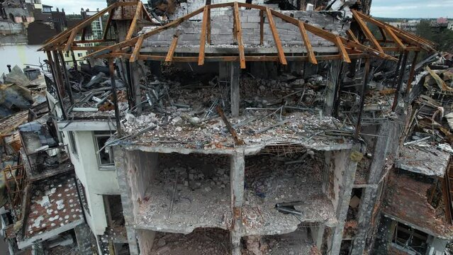 The ruined city of Irpin. War in Ukraine. Russian Aggression