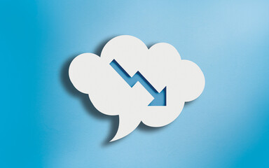 Financial Chart Arrow Sign White Cloud Speech Bubble on Blue