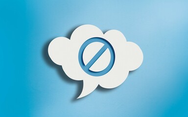 Do Not Enter Icon in White Cloud Speech Bubble on Blue