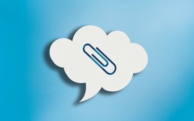 Question Mark Icon in White Cloud Speech Bubble on Blue
