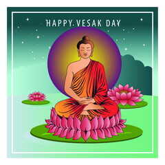 happy vesak day greeting card concept design