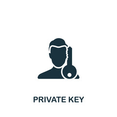 Private Key icon. Monochrome simple Cryptocurrency icon for templates, web design and infographics