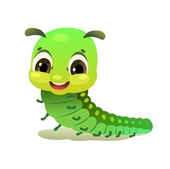 Caterpillar small. wildlife object. Little funny insect. Cute cartoon style. isolated on white background. Vector