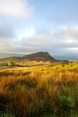 Fototapeta premium View of Hen Cloud at sunrise. The Roaches, Staffordshire, Peak District, UK.