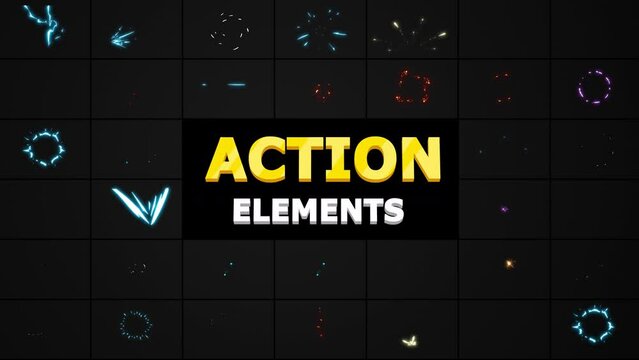 Action Elements Motion Graphics Pack 02 is an awesome pack which includes collection of cartoon explosion elements. 4K resolution with alpha channel.