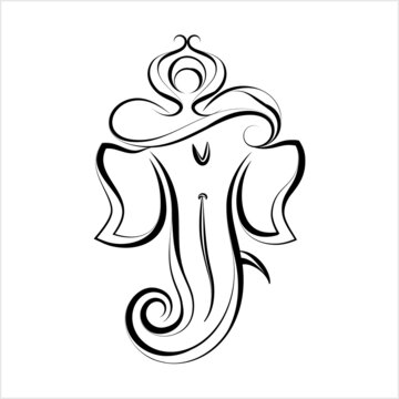 Ganesha The Lord Of Wisdom Calligraphic Style M_2205003