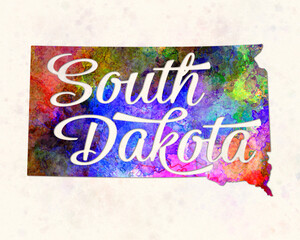 Map of the states of america in watercolor