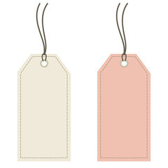 tag Horizontal Angled Hangtag Seam Beige With String And Shadow price tag  Paper Label Isolated On White Background. Ready for your message.
 