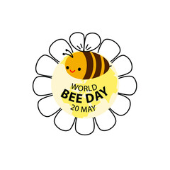 Obraz premium World Bee Day, International Bee Day. Vector illustration template for logo design, banner, poster, flyer, sticker, postcard, etc.