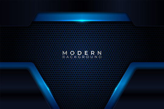 Modern Background Futuristic Technology Shiny Blue Metallic with Hexagon Pattern