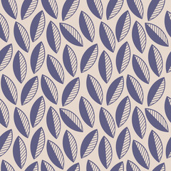 Vector seamless pattern. Contour leaves background. Graphic leaf vector illustration. Minimal floral wallpaper. Botanical geometric texture backdrop. Template for print, design, banner or card.