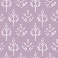 Seamless contour leaves backdrop. Leaf pattern vector illustration background. Minimal floral wallpaper. Branches geometric texture. Template for print, design, banner or card.