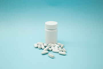 Pills on a blue background