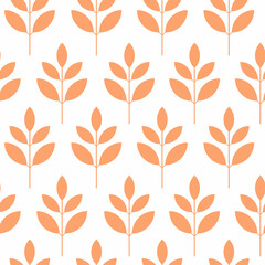 Seamless orange branch silhouette pattern background vector illustration. Graphic leaf backdrop. Minimal floral wallpaper. Leaves geometric texture. Template for print, design, banner or card.