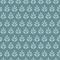 Turquoise geometric branch leaves seamless pattern vector illustration. Graphic leaf silhouette backdrop. Minimal floral wallpaper. Template for print, design, banner, card, background.
