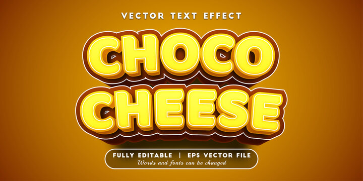 Text effects 3d choco cheese, editable text style
