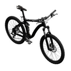 Black mountain bike on an isolated white background. 3d rendering.