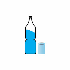 Plastic bottle and glass vector icon