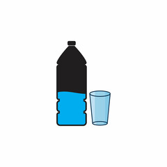 Plastic bottle and glass vector icon