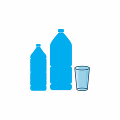 Plastic bottle and glass vector icon