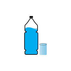 Plastic bottle and glass vector icon