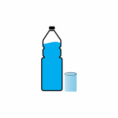 Plastic bottle and glass vector icon