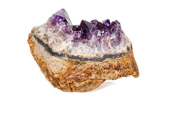 Amethyst Crystal Druse  macro mineral on white background