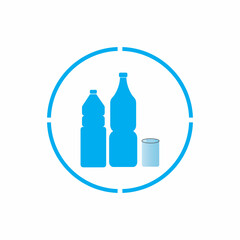Plastic bottle and glass vector icon