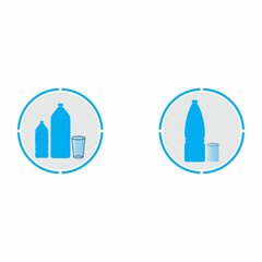 Plastic bottle and glass vector icon
