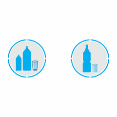 Plastic bottle and glass vector icon